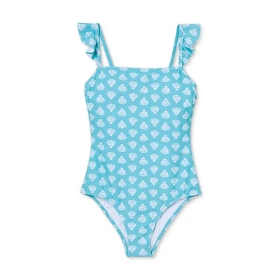 Brand new 🎉 Women's Ruffle Shoulder Medium Coverage One Piece Swimsuit - Kona Sol™ Blue 🔥 6 Brand new 🎉 Women's Ruffle Shoulder Medium Coverage One Piece Swimsuit - Kona Sol™ Blue 🔥 - Image 4