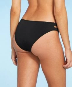 Best deal 🎉 Women's Ribbed Side-Tab Cheeky Bikini Bottom - Shade & Shore™ Black 🎁
