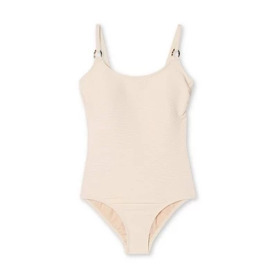 Hot Sale ⌛ Women's Textured Pique Vanilla Latte Ring Hardware Medium Coverage One Piece Swimsuit - Kona Sol™ Ivory XL ❤️ 6 Hot Sale ⌛ Women's Textured Pique Vanilla Latte Ring Hardware Medium Coverage One Piece Swimsuit - Kona Sol™ Ivory XL ❤️ - Image 4
