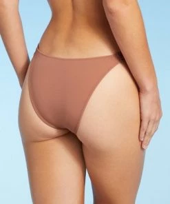Buy 👍 Women's Tunnel Front High Leg Extra Cheeky Bikini Bottom - Shade & Shore™ Hazelnut Brown 🔥