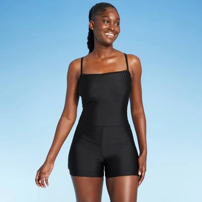 Cheap 🎉 Women's Square Neck Unitard One Piece Swimsuit - All in Motion™ Black 🧨 4 Cheap 🎉 Women's Square Neck Unitard One Piece Swimsuit - All in Motion™ Black 🧨 - Image 2