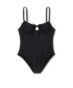 Cheap 🧨 Juniors' Shirred Underwire One Piece Swimsuit - Xhilaration™ Black 🔥 -Swimsuits Official Site unnamed file 8658
