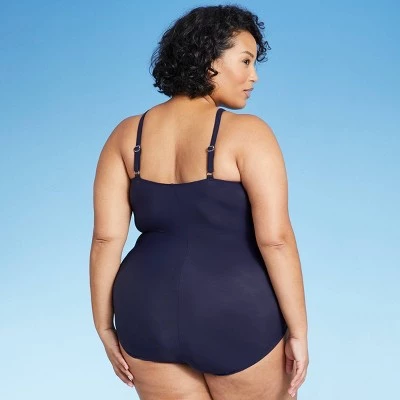 New ❤️ Women's Plus Size Crochet High Neck One Piece Swimsuit - Aqua Green® Navy 🎁 3 New ❤️ Women's Plus Size Crochet High Neck One Piece Swimsuit - Aqua Green® Navy 🎁