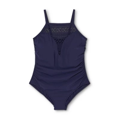 New ❤️ Women's Plus Size Crochet High Neck One Piece Swimsuit - Aqua Green® Navy 🎁 4 New ❤️ Women's Plus Size Crochet High Neck One Piece Swimsuit - Aqua Green® Navy 🎁 - Image 2