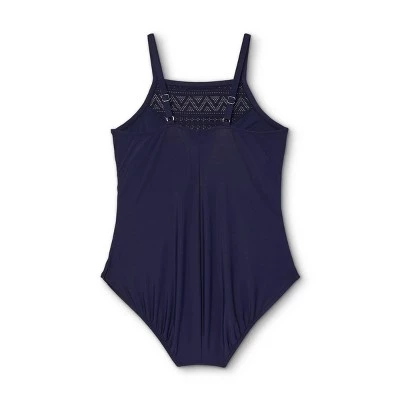 New ❤️ Women's Plus Size Crochet High Neck One Piece Swimsuit - Aqua Green® Navy 🎁 5 New ❤️ Women's Plus Size Crochet High Neck One Piece Swimsuit - Aqua Green® Navy 🎁 - Image 3