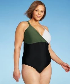 Best reviews of 👍 Kona Sol Women's Plus Size Wrap-Front Colorblock One Piece Swimsuit - Kono Sol™ Multi ⌛ -Swimsuits Official Site unnamed file 8719