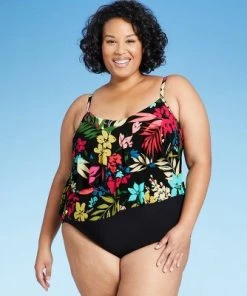 Wholesale 💯 Women's Tiered One Piece Swimsuit - Aqua Green® Black Multi 🔔 -Swimsuits Official Site unnamed file 8736