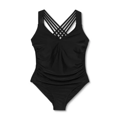 Deals 😍 Women's Plus Size Strappy Back One Piece Swimsuit - Kona Sol™ Black 🔥 4 Deals 😍 Women's Plus Size Strappy Back One Piece Swimsuit - Kona Sol™ Black 🔥 - Image 2