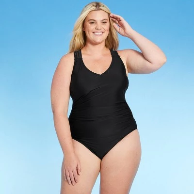 Deals 😍 Women's Plus Size Strappy Back One Piece Swimsuit - Kona Sol™ Black 🔥 7 Deals 😍 Women's Plus Size Strappy Back One Piece Swimsuit - Kona Sol™ Black 🔥 - Image 5