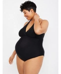 Promo โญ Motherhood Maternity | Beach Bump Plus Size Smocked Waist Maternity One Piece Swimsuit UPF 50+ ๐งจ