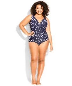 Hot Sale 🎁 AVENUE | Twist Print 1 Piece - navy spot ⭐ -Swimsuits Official Site unnamed file 8957