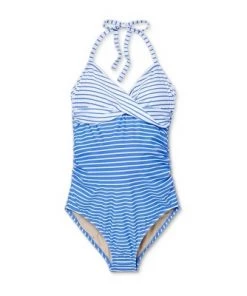 Budget 🤩 Wrap Front Halter One Piece Maternity Swimsuit - Isabel Maternity by Ingrid & Isabel™ Striped 🛒 -Swimsuits Official Site unnamed file 9021