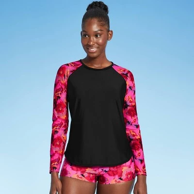 Buy 🌟 Women's Long Sleeve Rash Guard - All in Motion™ Black & Pink Floral 🌟 4 Buy 🌟 Women's Long Sleeve Rash Guard - All in Motion™ Black & Pink Floral 🌟 - Image 2