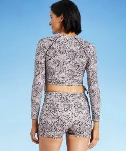 Hot Sale 🧨 Women's Side-Cinch Long Sleeve Rash Guard - All in Motion™ Snake Print ⭐