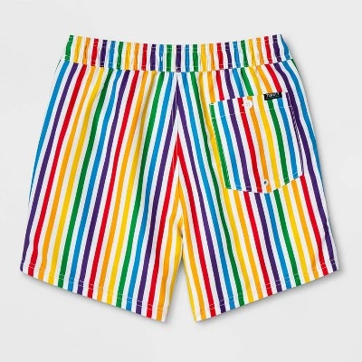Discount ๐งจ Trinity Collective Pride Gender Inclusive Adult 7'' Striped Rainbow Swim Trunks - XS ๐ 3 Discount ๐งจ Trinity Collective Pride Gender Inclusive Adult 7'' Striped Rainbow Swim Trunks - XS ๐