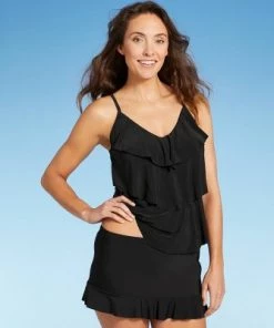 Flash Sale ❤️ Women's Ruffle Swim Skirt - Aqua Green® Black 👍 -Swimsuits Official Site unnamed file 9368