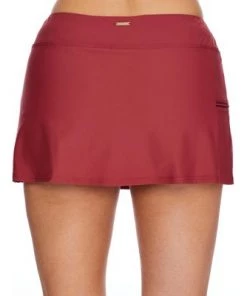 Flash Sale 😀 Sunsets Women's Tuscan Red Sporty Skirted Bikini Bottom - 40B-TUSRE ⌛
