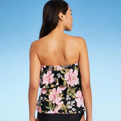 Brand new 👍 Women's Tiered Bandeau Tankini Top - Kona Sol™ Black 😍 3 Brand new 👍 Women's Tiered Bandeau Tankini Top - Kona Sol™ Black 😍