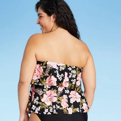 Brand new 👍 Women's Tiered Bandeau Tankini Top - Kona Sol™ Black 😍 5 Brand new 👍 Women's Tiered Bandeau Tankini Top - Kona Sol™ Black 😍 - Image 3