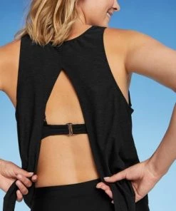 Buy 💯 Women's Tie Back Tankini Top - Kona Sol™ Black 🧨 -Swimsuits Official Site unnamed file 9627
