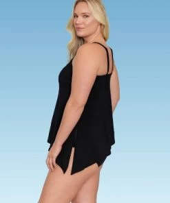 Budget 🌟 Women's Slimming Control High Neck Tankini Top - Dreamsuit by Miracle Brands Blue 🔔 -Swimsuits Official Site unnamed file 9651