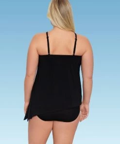 Budget 🌟 Women's Slimming Control High Neck Tankini Top - Dreamsuit by Miracle Brands Blue 🔔 -Swimsuits Official Site unnamed file 9652