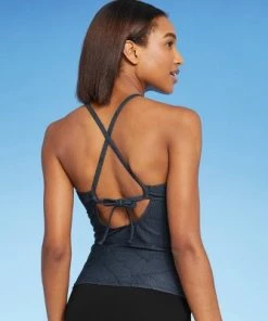 Top 10 🌟 Women's Keyhole High Neck Tankini Top - Kona Sol™ Black 👏