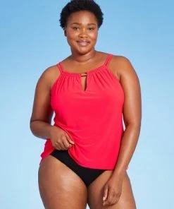 Cheapest 🔥 Women's High Neck Keyhole Tankini Top - Aqua Green® Flamingo ❤️ -Swimsuits Official Site unnamed file 9665