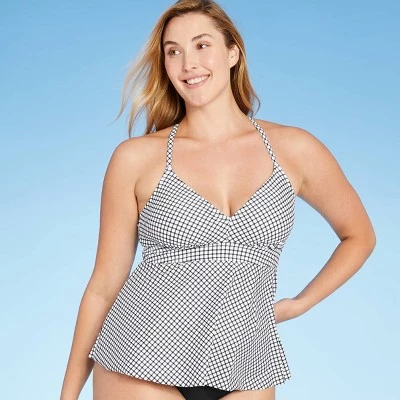 Brand new 🧨 Women's Plunge Criss Cross Peplum Tankini Top - Kona Sol™ Black 😍 4 Brand new 🧨 Women's Plunge Criss Cross Peplum Tankini Top - Kona Sol™ Black 😍 - Image 2