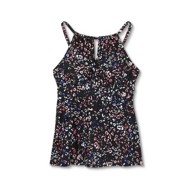 Discount ❤️ Women's Keyhole High Neck Tankini Top - Kona Sol™ Black Animal Print 🤩 6 Discount ❤️ Women's Keyhole High Neck Tankini Top - Kona Sol™ Black Animal Print 🤩 - Image 4