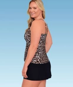 Best Sale 🎉 Women's Slimming Control Keyhole High Neck Tankini Top - Dreamsuit by Miracle Brands Black/white Dot Print 😀 -Swimsuits Official Site unnamed file 9717