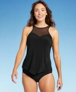 Best deal 👏 Women's High Neck Mesh Tankini Top - Aqua Green® Black ⭐ -Swimsuits Official Site unnamed file 9726