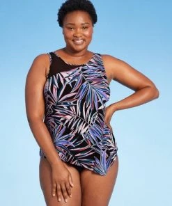 Cheapest ⌛ Women's Asymmetrical Mesh Tankini Top - Aqua Green® Multi 🎉 -Swimsuits Official Site unnamed file 9732