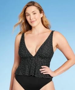 Brand new 😍 Women's Peplum V-Neck Crop Tankini Top - Kona Sol™ Black ✔️ -Swimsuits Official Site unnamed file 9746
