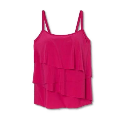 Outlet 👏 Women's Angled Tiered Tankini Top - Aqua Green® Dark Pink 🧨 6 Outlet 👏 Women's Angled Tiered Tankini Top - Aqua Green® Dark Pink 🧨 - Image 4