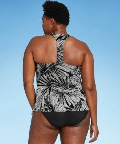 Flash Sale ✨ Women's Mesh Overlay Tankini Top - Aqua Green® Black & White ✔️ -Swimsuits Official Site unnamed file 9769