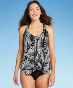 Flash Sale ✨ Women's Mesh Overlay Tankini Top - Aqua Green® Black & White ✔️ -Swimsuits Official Site unnamed file 9774