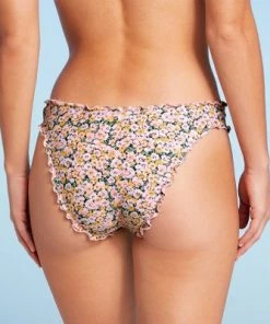 Best reviews of ⭐ Women's Ruffle Cheeky Bikini Bottom - Shade & Shore™ Yellow Floral 😀