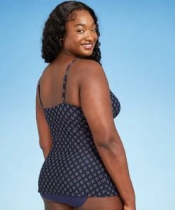 Cheap 🧨 Women's Keyhole High Neck Tankini Top - Kona Sol™ Oxford Blue 🎁 -Swimsuits Official Site unnamed file 9783