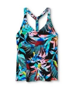 Hot Sale 👍 Women's V-Neck Racerback Tankini Top- Aqua Green® Black Multi ✨ -Swimsuits Official Site unnamed file 9789