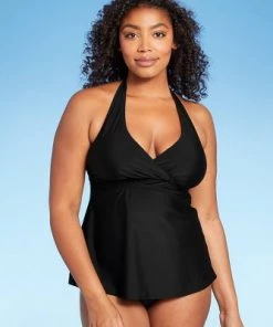 Flash Sale 🧨 Women's Halter Loop Back Tankini Top - Kona Sol™ Black ⌛ -Swimsuits Official Site unnamed file 9796