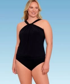 Promo 🛒 Women's Slimming Control Twist High Neck Tankini Top - Dreamsuit by Miracle Brands Green 🌟 -Swimsuits Official Site unnamed file 9842