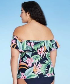 Flash Sale 🧨 Women's Off the Shoulder Tankini Top - Kona Sol™ Black Multi 💯 -Swimsuits Official Site unnamed file 9879