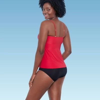 Budget ๐ Women's Slimming Control Draped Bandeau Tankini Top - Dreamsuit by Miracle Brands Red ๐ 4 Budget ๐ Women's Slimming Control Draped Bandeau Tankini Top - Dreamsuit by Miracle Brands Red ๐ - Image 2