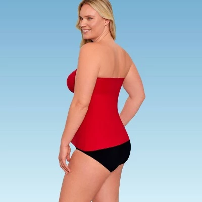 Budget ๐ Women's Slimming Control Draped Bandeau Tankini Top - Dreamsuit by Miracle Brands Red ๐ 8 Budget ๐ Women's Slimming Control Draped Bandeau Tankini Top - Dreamsuit by Miracle Brands Red ๐ - Image 6