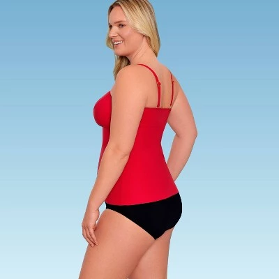 Budget ๐ Women's Slimming Control Draped Bandeau Tankini Top - Dreamsuit by Miracle Brands Red ๐ 9 Budget ๐ Women's Slimming Control Draped Bandeau Tankini Top - Dreamsuit by Miracle Brands Red ๐ - Image 7