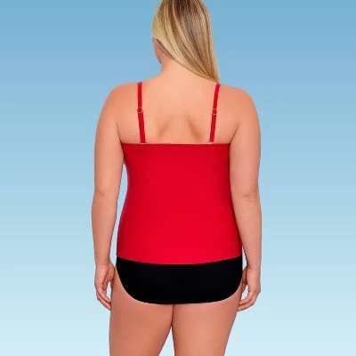 Budget ๐ Women's Slimming Control Draped Bandeau Tankini Top - Dreamsuit by Miracle Brands Red ๐ 11 Budget ๐ Women's Slimming Control Draped Bandeau Tankini Top - Dreamsuit by Miracle Brands Red ๐ - Image 9