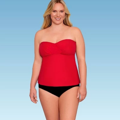 Budget ๐ Women's Slimming Control Draped Bandeau Tankini Top - Dreamsuit by Miracle Brands Red ๐ 13 Budget ๐ Women's Slimming Control Draped Bandeau Tankini Top - Dreamsuit by Miracle Brands Red ๐ - Image 11