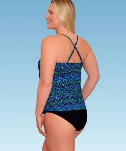 Budget 🧨 Women's Slimming Control V-Front Tankini Top - Dreamsuit by Miracle Brands Blue ✔️ -Swimsuits Official Site unnamed file 9900