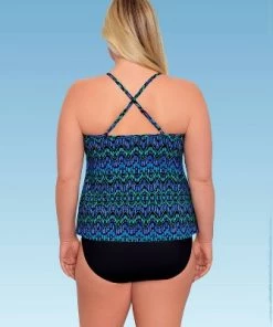 Budget 🧨 Women's Slimming Control V-Front Tankini Top - Dreamsuit by Miracle Brands Blue ✔️ -Swimsuits Official Site unnamed file 9902